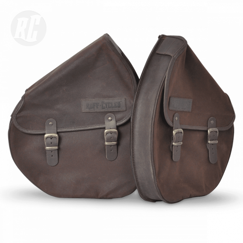 RUFFIAN Saddle bag made of waxed canvas - brown, left side