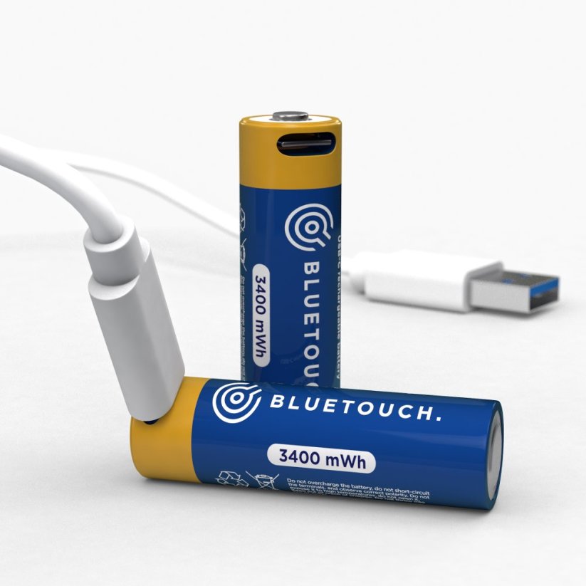 USB-C nabíjecí baterie BLUETOUCH - typ AA, 3400 mWh, 2 ks v balení