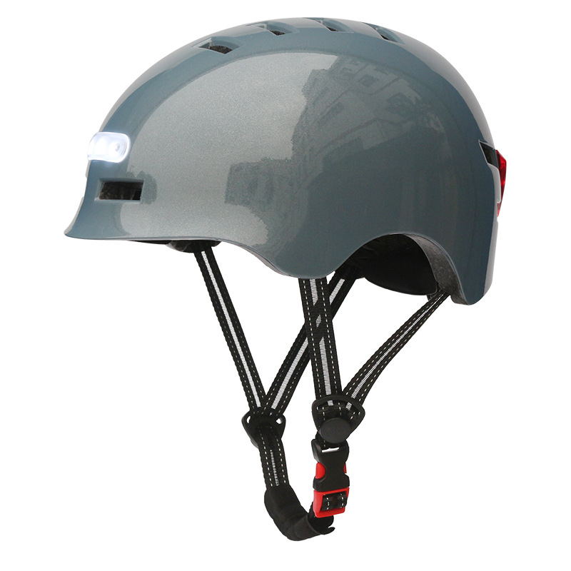 BLUETOUCH Safety Helmet with LED – Grey, Glossy - Size: S