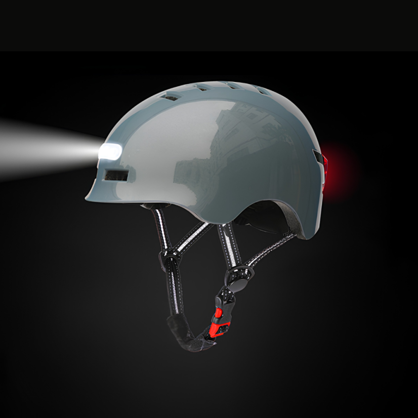 BLUETOUCH Safety Helmet with LED – Grey, Glossy - Size: S