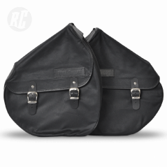 RUFFIAN Saddle bag made of waxed canvas - black, left side
