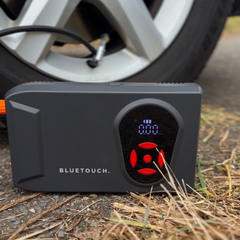 Indító 20 000 mAh kompresszorral és 3000 A BLUETOUCH kimeneti árammal