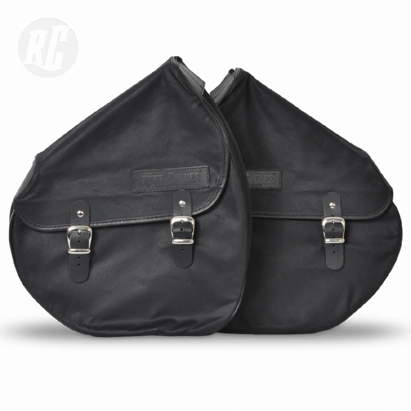 RUFFIAN Saddle bag made of waxed canvas - black, right side