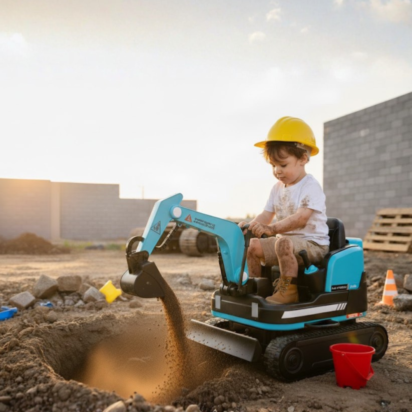 Detský elektrický bager BLUETOUCH - modrý