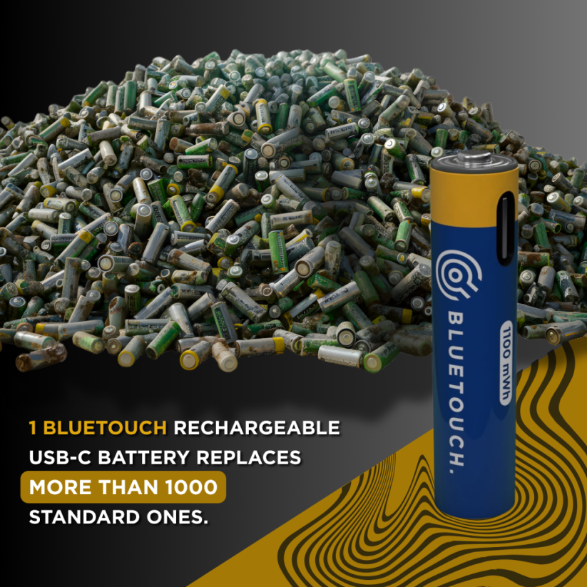 USB-C nabíjecí baterie BLUETOUCH; typ AAA, 1100 mWh